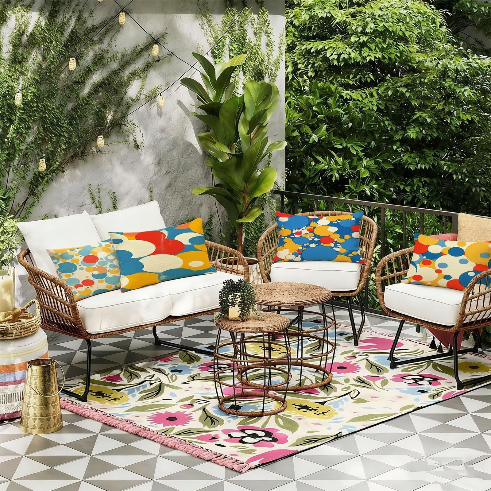 Generisch Outdoor Kissen Wetterfest 40x65cm Orange Farbe Dekokissen Kissenbezüge Geometrie Kissenhülle Sommer Sofakissen für Wohnzimmer Schlafzimmer Garten Dekorative 4er Set. R-732