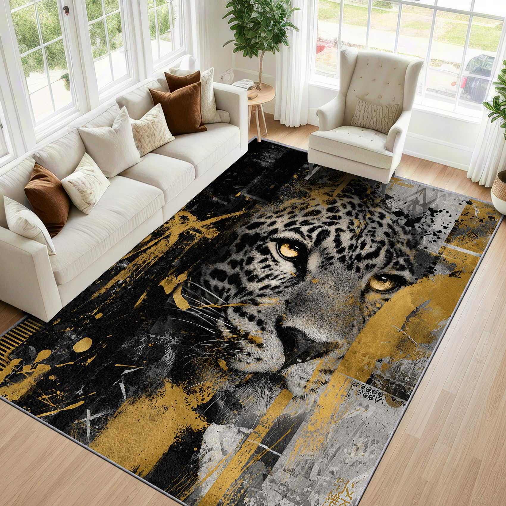 Mistela Leopard Teppich 200x200 cm Tiermotiv