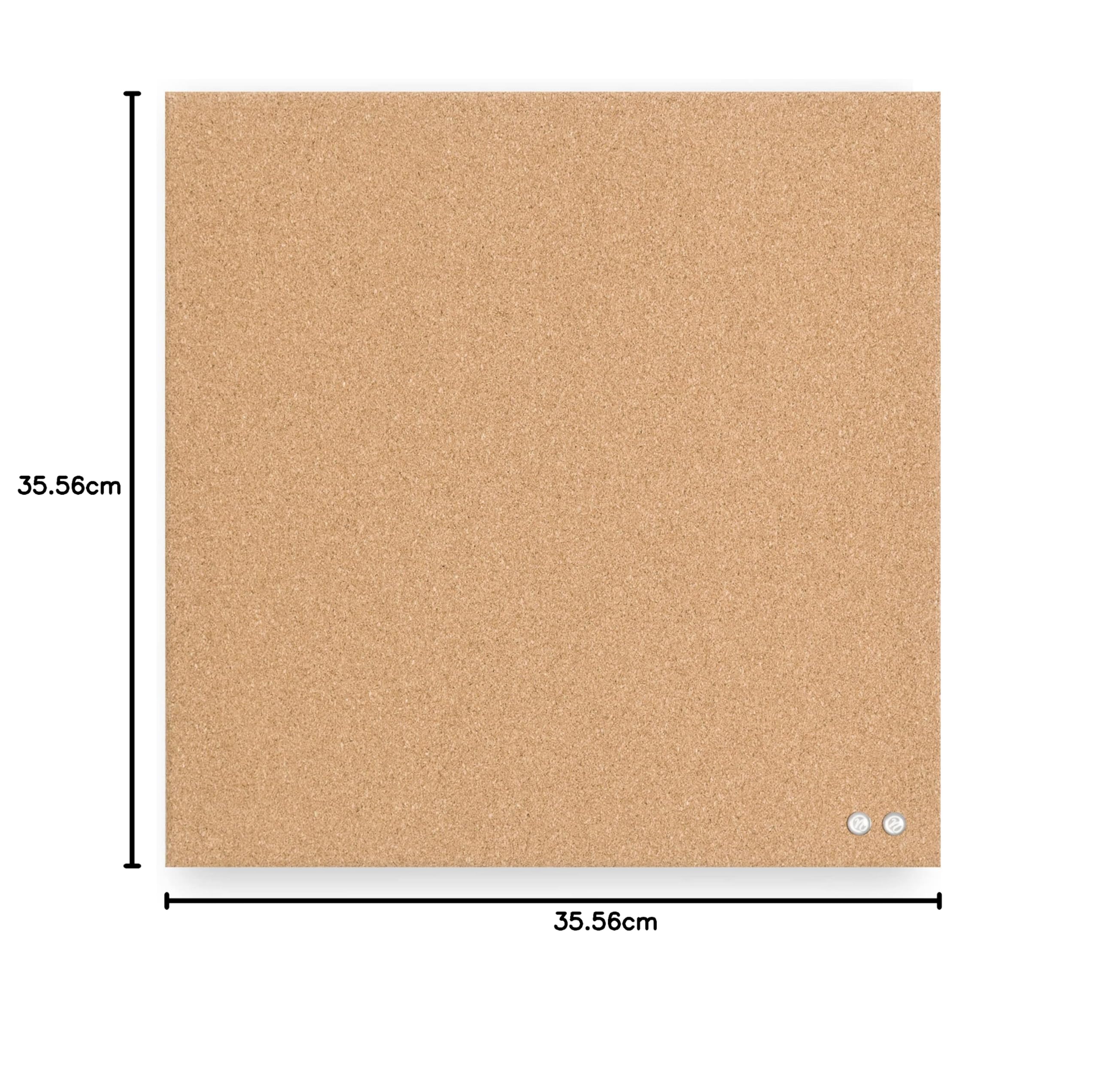 U Brands Bezramowa kwadratowa tablica ogłoszeniowa z korka, artykuły biurowe, 35,5 cm x 35,5 cm, naturalna, z pinezkami, 1 szt