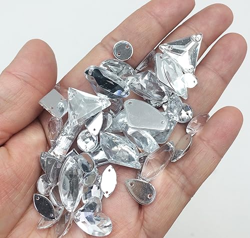 Miniatura 2 de PEPPERLONELY 50 unidades de color púrpura AB para coser en forma mixta y tamaño con parte trasera plana facetados cristales acrílicos rimonas, 7