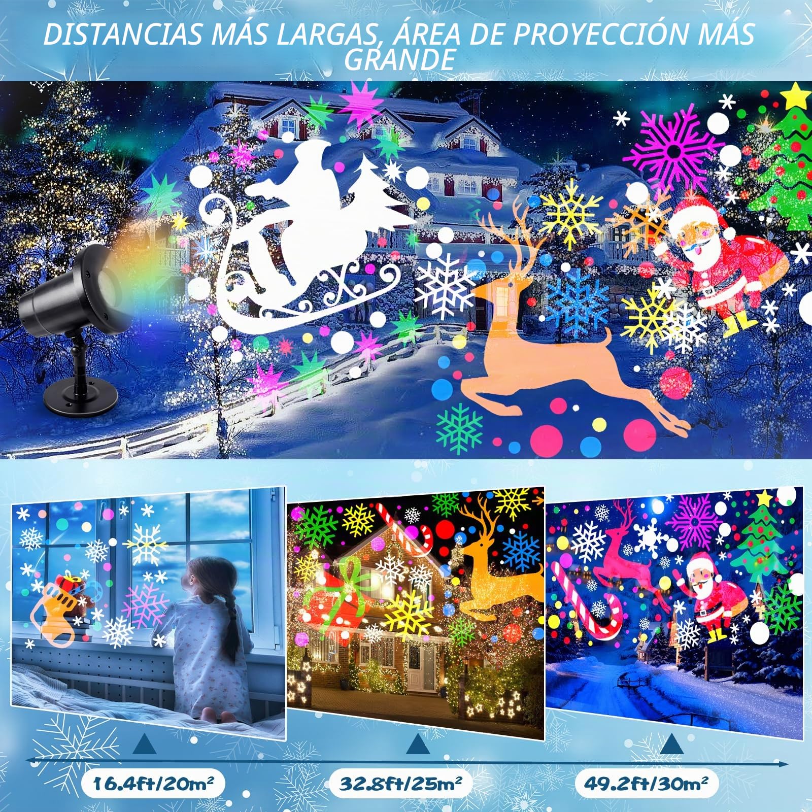 Purpledi Luces de Proyector Navidad, Luz de Proyector Exterior Interior Decoración de 12 Patrones
