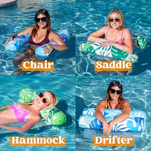 Miniatura 2 de Sloosh 2 paquetes de hamacas para adultos, 4 en 1, inflables, multiusos, flotadores inflables de PVC, hamaca de agua para descansar