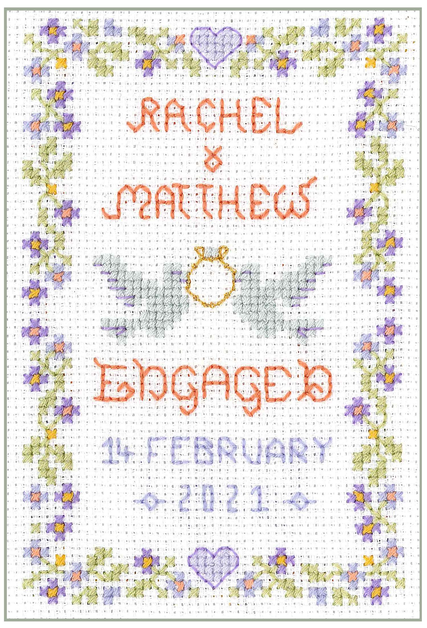 Lifetime Samplers & Decorative Textiles Mini Engagement Sampler - Complete Cross Stitch kit on 14 aidawith Clear Colour Chart