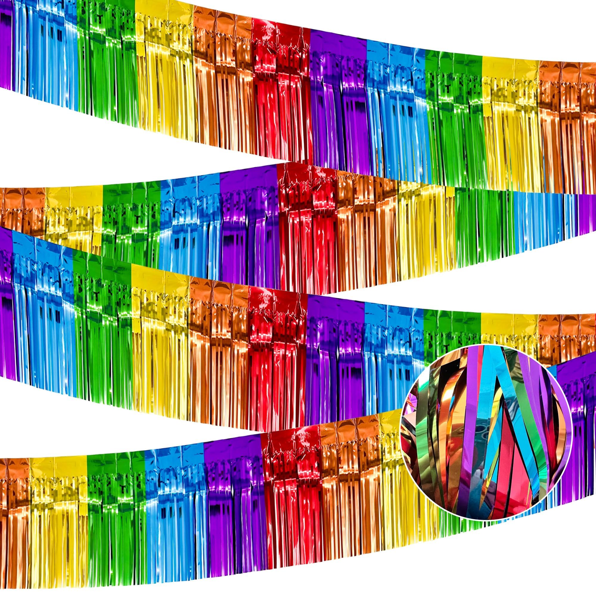 Guirlande à franges colorées alu pour masquer un mur vide de fête