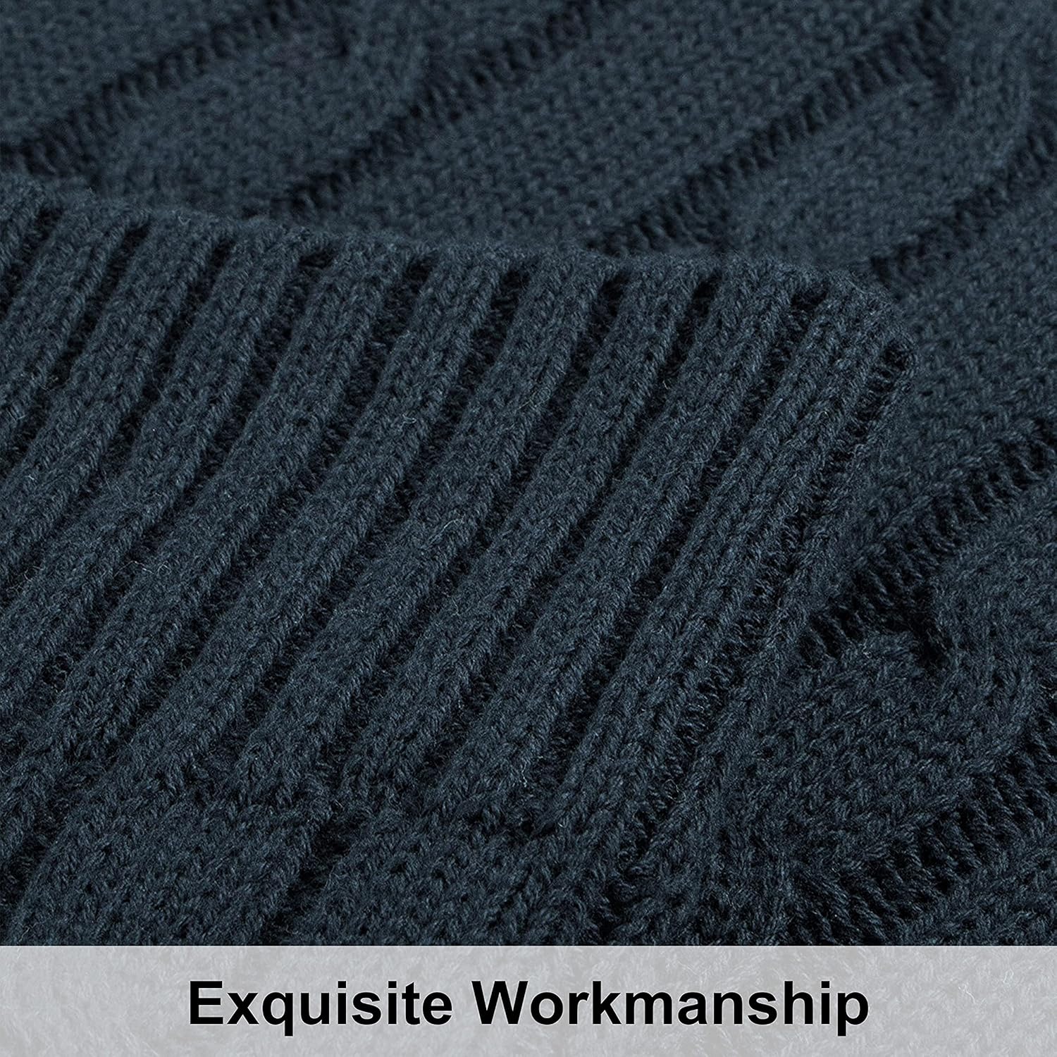 NTBAY 100% Pure Cotton Oversize (60x80) Cable Knit Throw Blanket, Super Soft Warm Knitted Throw Blanket for Bed, Sofa, Chair, Couch - Extra Cozy, Machine Washable, Comfortable Home Decor, Navy - Image 3