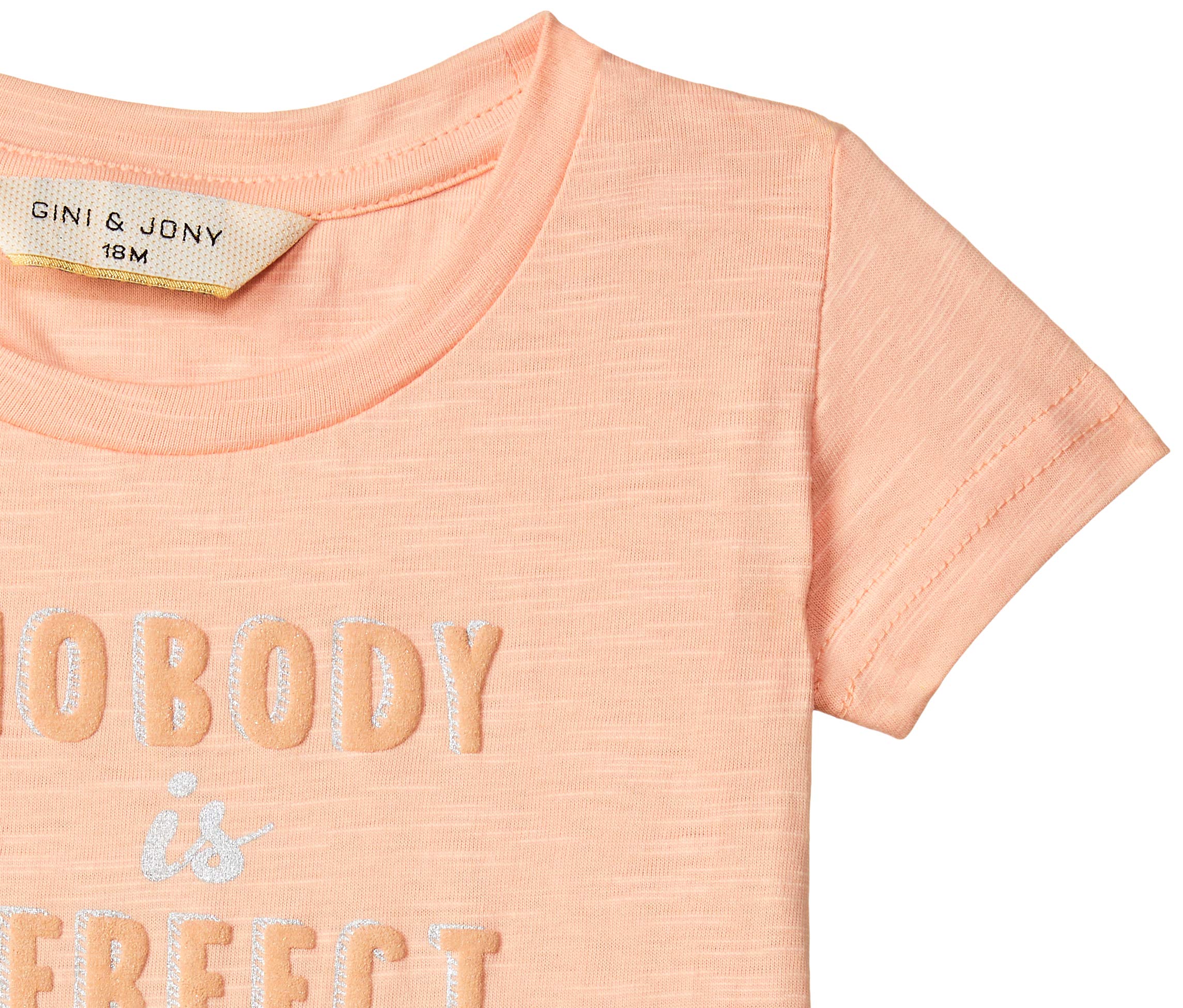 Gini & Jony Baby Girl's Quilted Regular fit T-Shirt (121246520956 Peach Nectar(C414)_12m 9-12 Months) 1