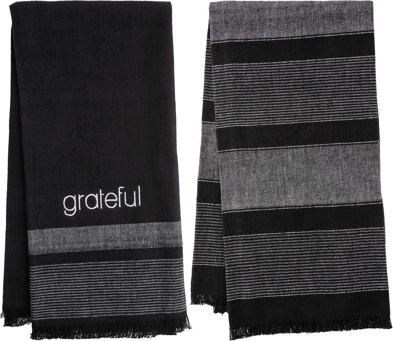 Karma Modern Farmhouse Tea Towel - 100% Cotton Hand Towels for The Kitchen - Modern Home Decor - Black and Grey