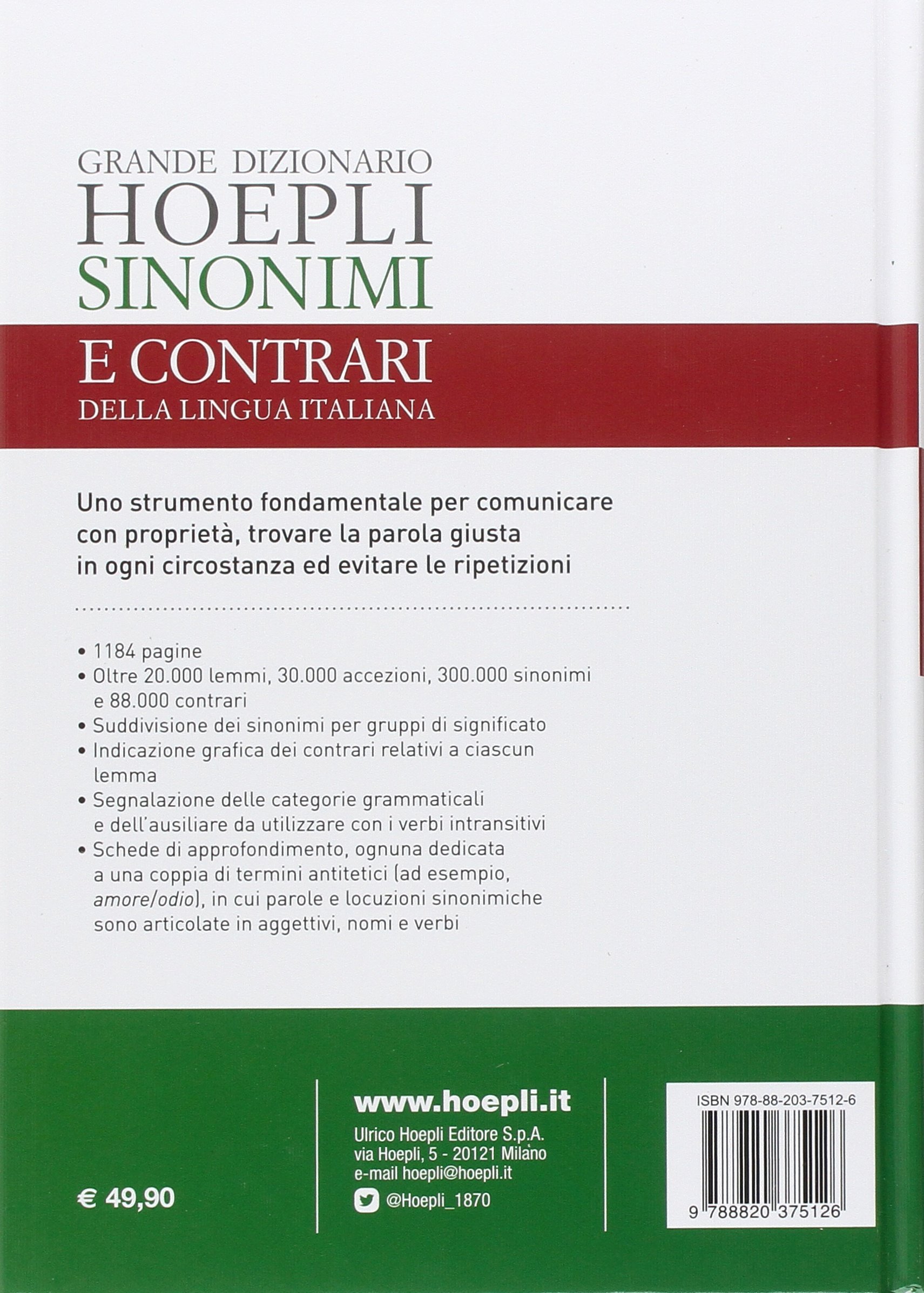 Grande dizionario Hoepli sinonimi e contrari della lingua italiana
