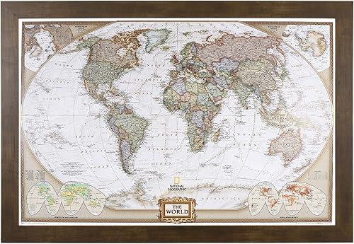 Miniatura 18 de Mapamundi con alfileres, personalizado, ejecutivo, con marco de 24 x 36" y alfileres, Negro (Rustic Black), 24 x 36 pulgadas Marco negro