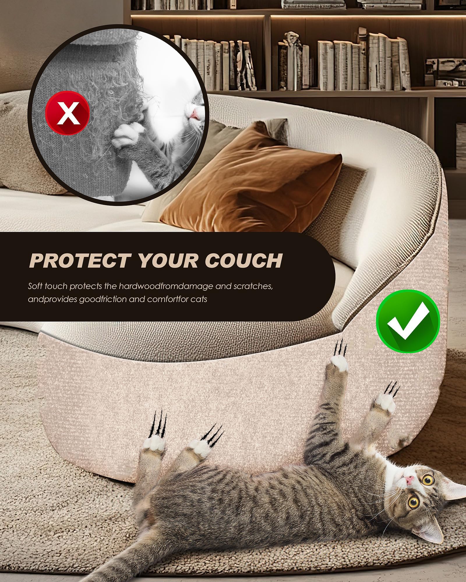 Tiragraffi Per Gatti 200x40 Cm | Autoadesivo | Tagliabile | Protezione Divani E Mobili - Foto 6