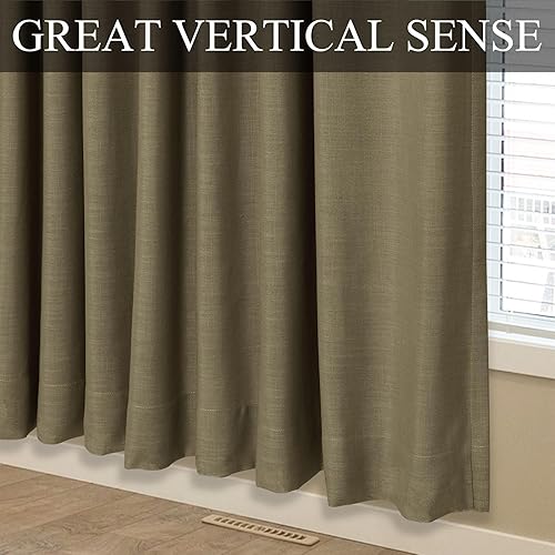 Miniatura 9 de Fcosie Cortinas 100 % opacas de lino extra largas con textura de 120 pulgadas, cortinas con aislamiento térmico, paneles de reducción de ruido,