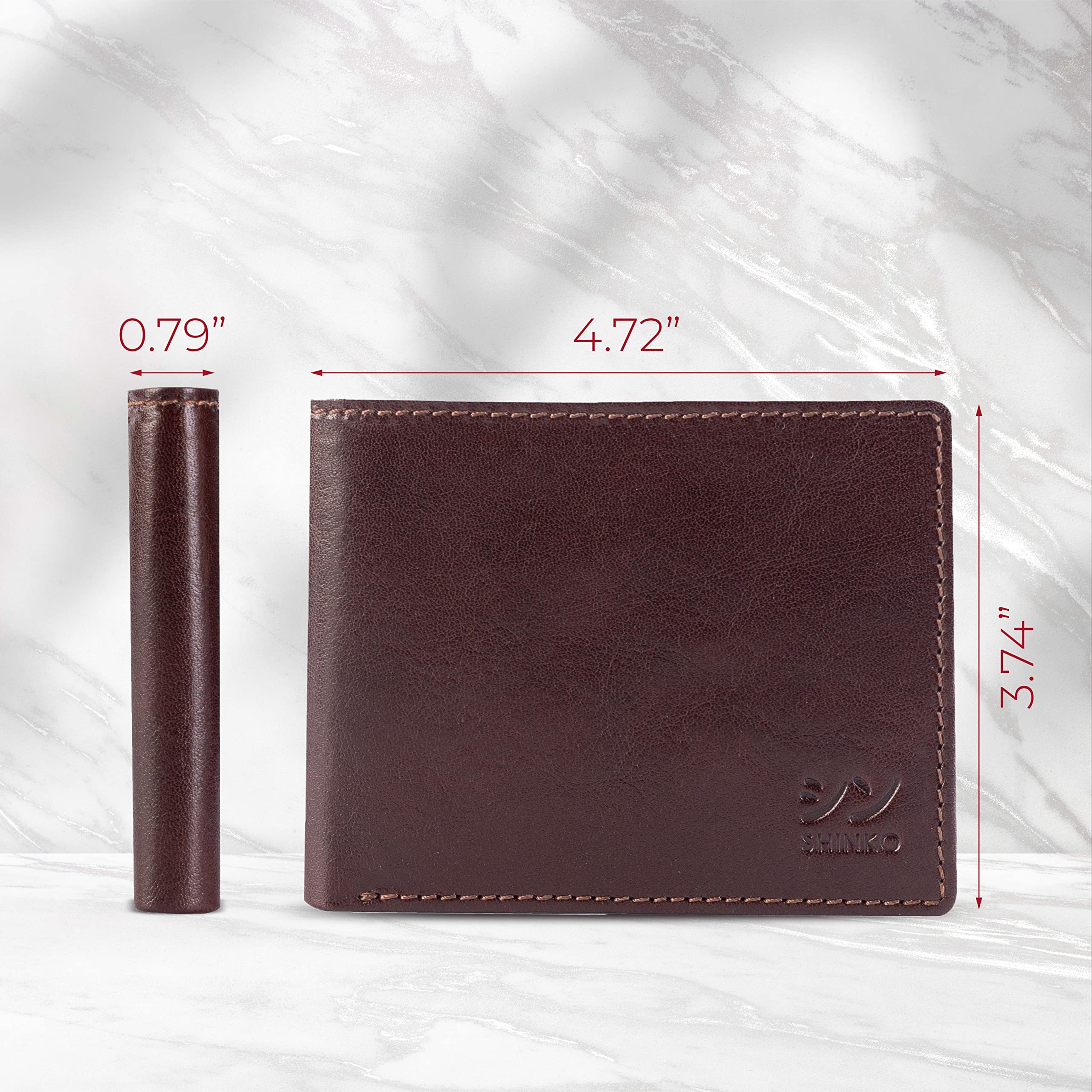 SHINKO Italian Leather Wallet for Men,RFID Blocking, Vachetta Leather Card Holder, Bifold Men's Wallet, Safe Card Case, Men's Slim Wallet Versatile and Minimalist Wallet for Men (Dark Brown)