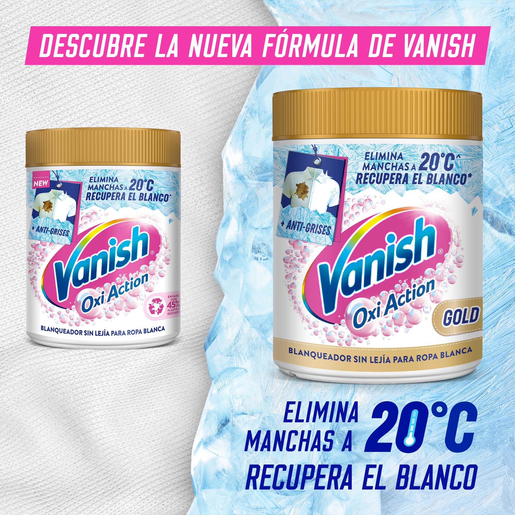 Vanish Oxi Action Multipoder - Quitamanchas multibeneficio para la ropa, elimina olores y potenciador del lavado, En Polvo, Sin Lejía, Pack Mixto 4 x 960gr (3,84kg)