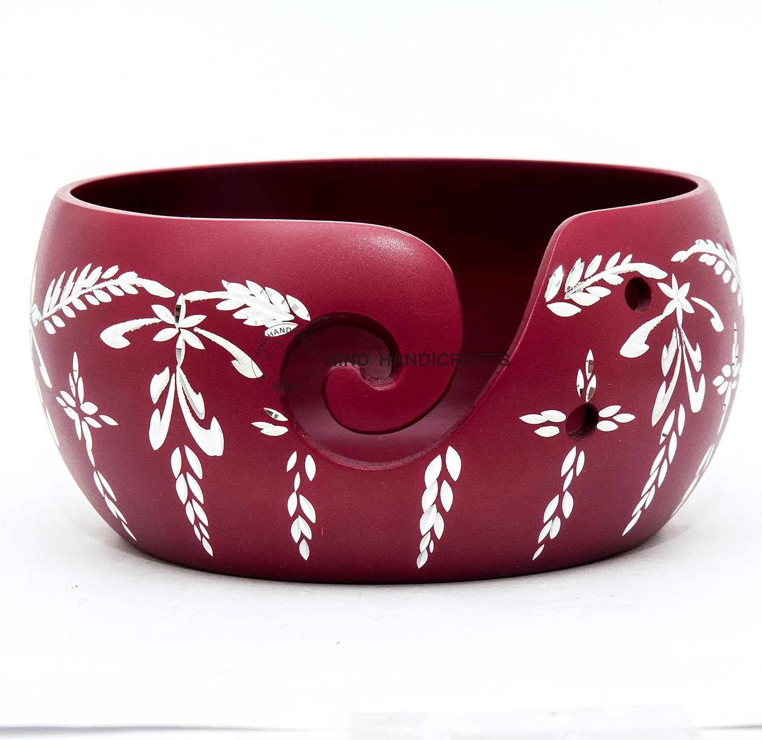 Hind Handicrafts Premium Solid Handmade Crafted Metallic Finish Aluminium Portable Yarn Storage Bowl - Holder for Knitting Crochet Hook Accessories (Matte Pink, 6" x 6" x 3")