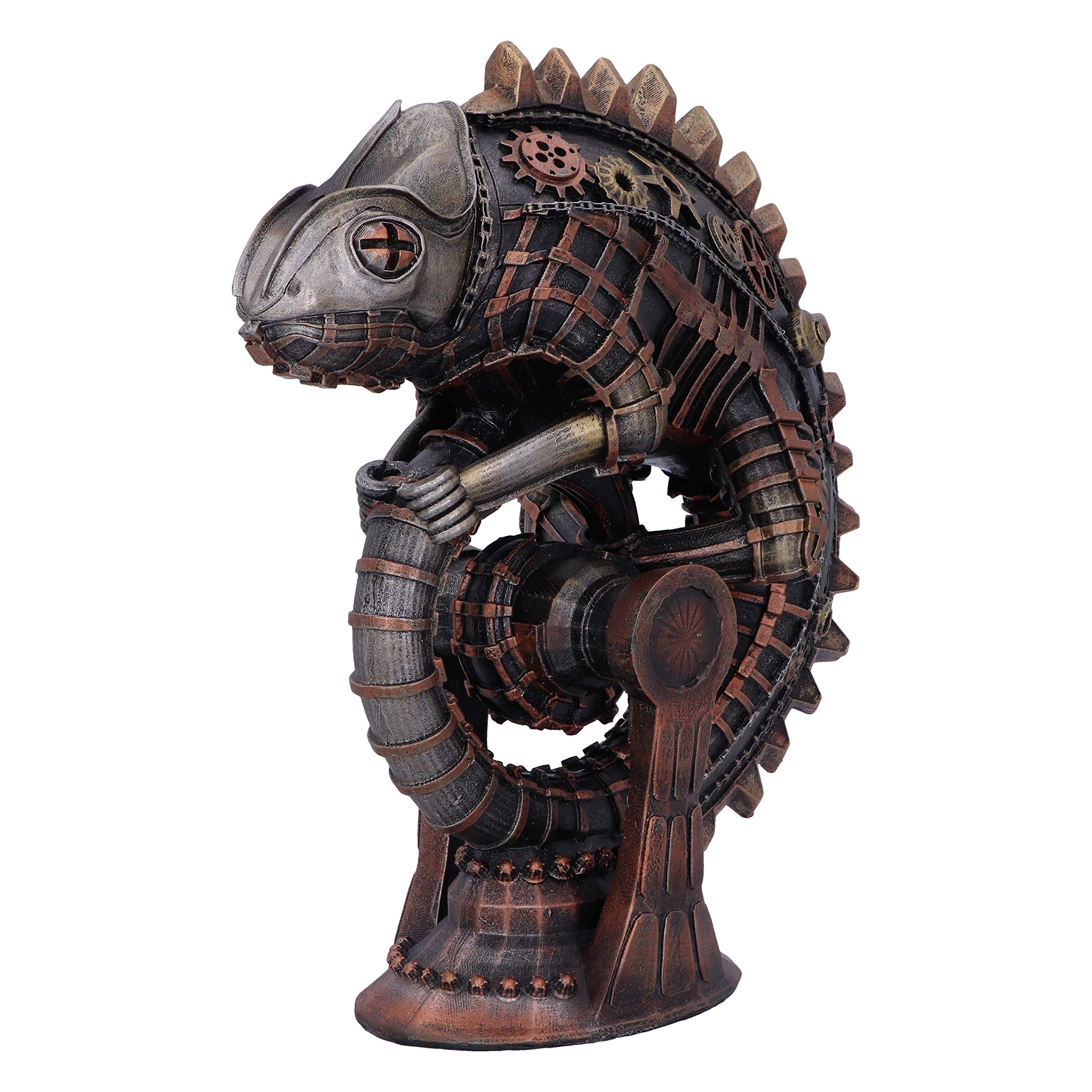 Nemesis Now Steampunk Mechanische Chamäleon-Eidechse, Bronzefigur, 22,3 cm, Bronze