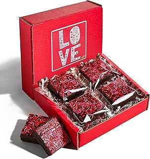 Chocolate Brownies [4 Count], Valentines Day Food Gifts, Brownies Individually Wrapped Topped with Pink & Red Sprinkles | Kosher, Dairy-Free & Nut-Free | Stern’s Bakery