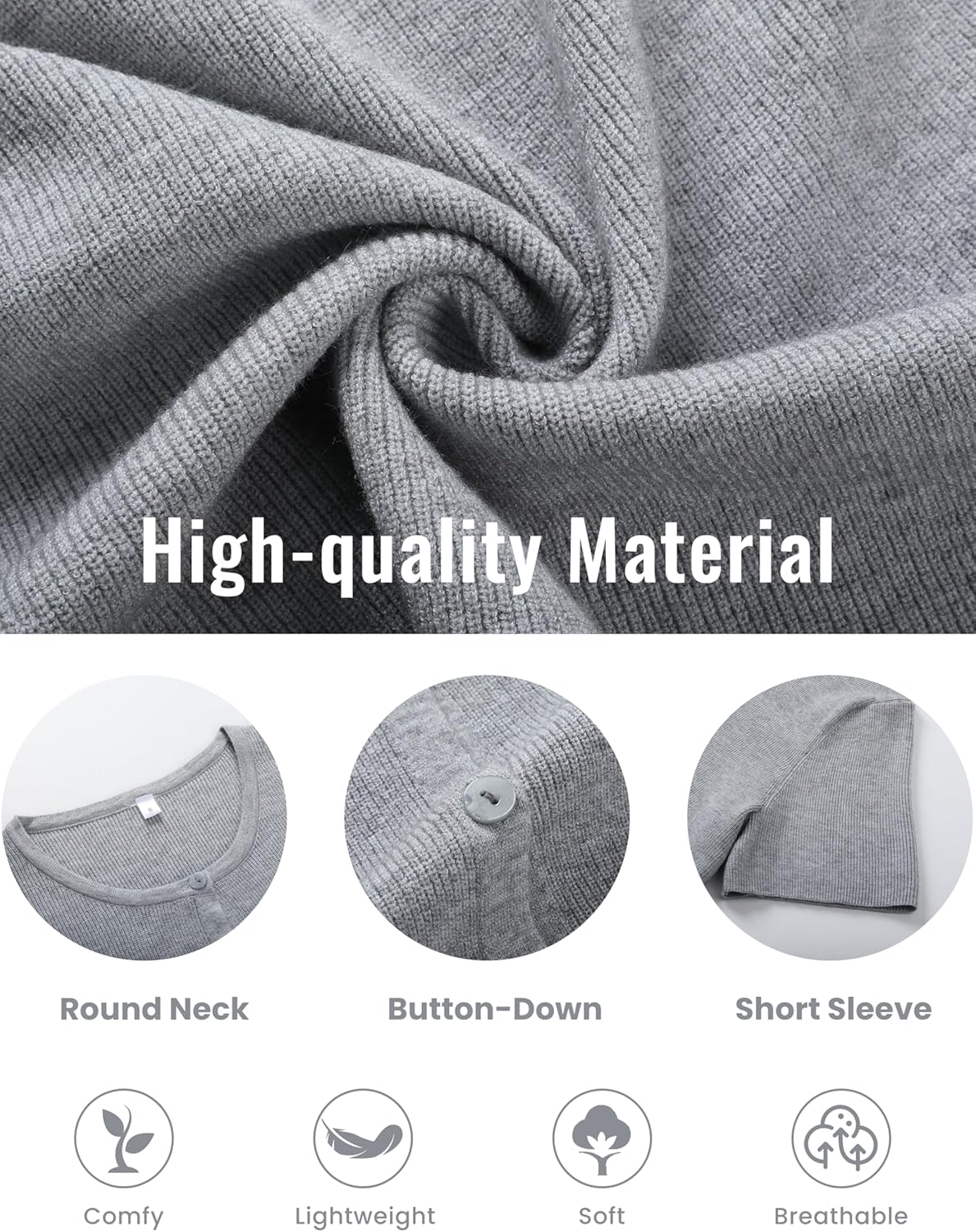 SCUSTY Women's Lightweight Cardigan Short Sleeve Button-Down Summer Cardigan Sweater - Image 2