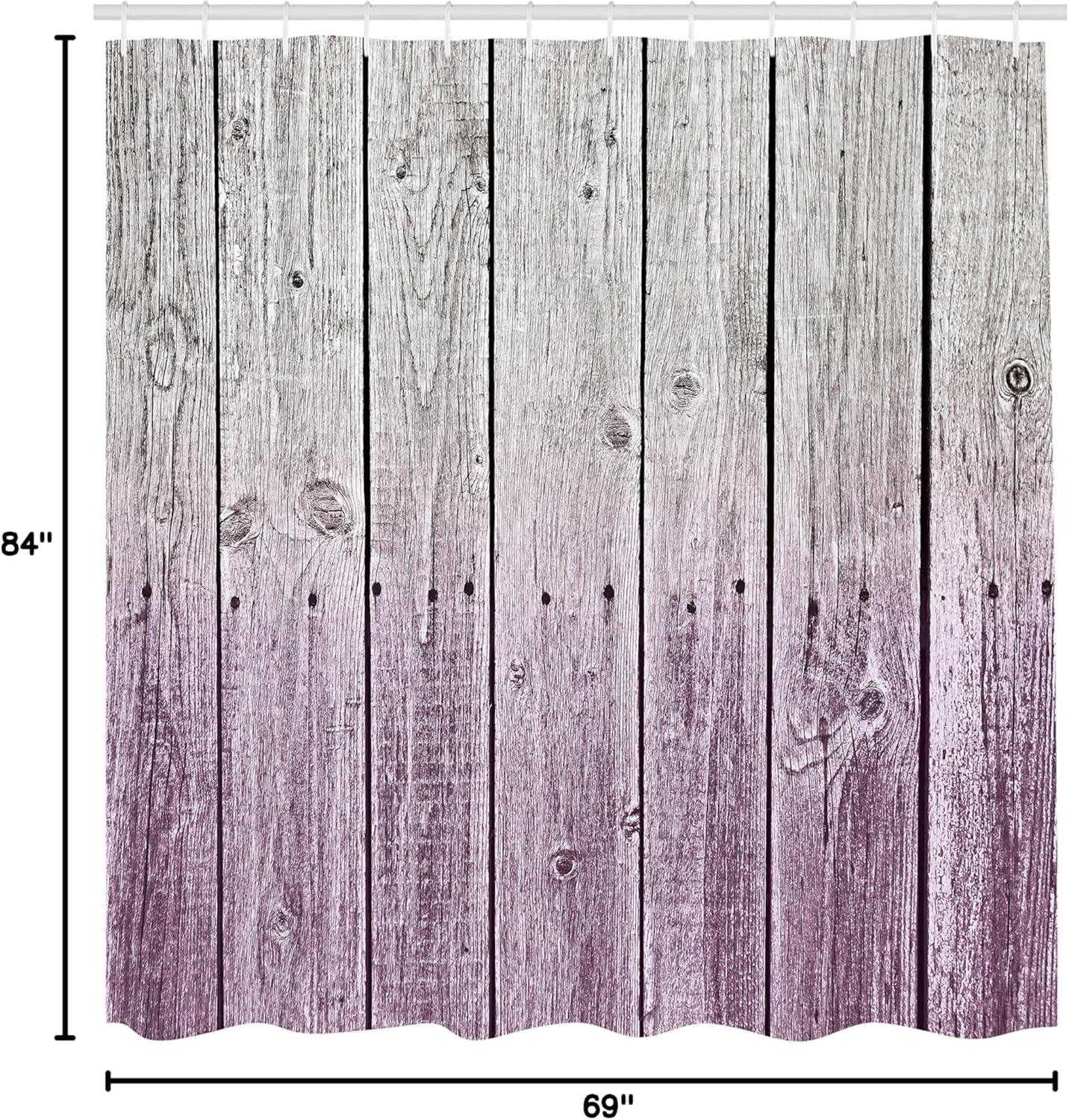 Ambesonne Rustic Shower Curtain, Wood Panels Background with Digital Tones Effect Country House Image, Cloth Fabric Bathroom Decor Set with Hooks, 69" W x 84" L, Plum Grey