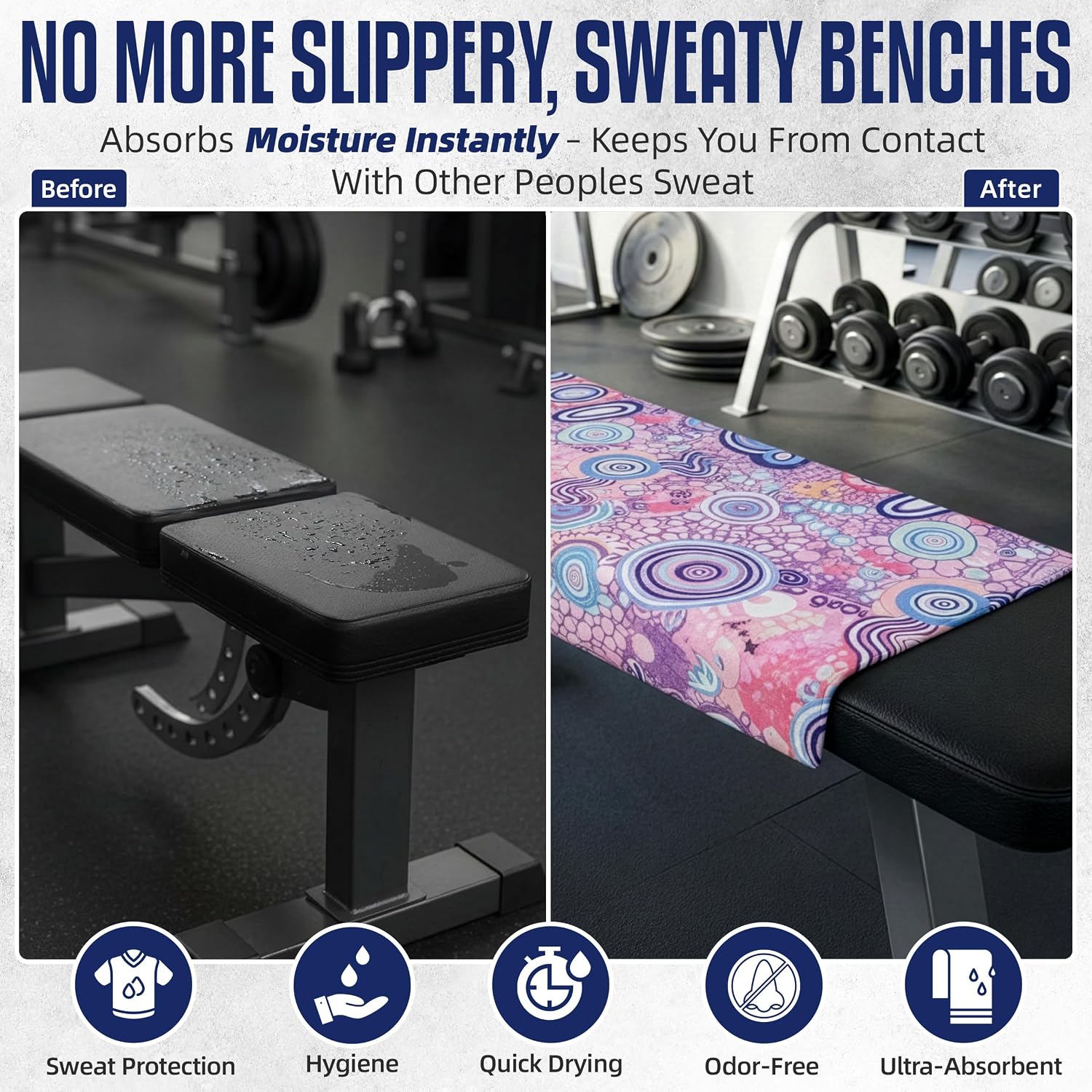 Microfiber Gym Towel – Highly Absorbent Microfiber Sweat Towel, Quick-Dry Lightweight Design, Odour-Resistant Fabric, Matching Carry Bag, Joy, Regular (90 x 50 cm)
