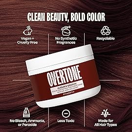 Overtone Color Depositing Semi-Permanent Hair Dye Conditioner - 8 oz For Natural & Color-Treated Hair, Moisturizing Shea Butter & Coconut Oil - Vegan & Cruelty-Free, Auburn Brown