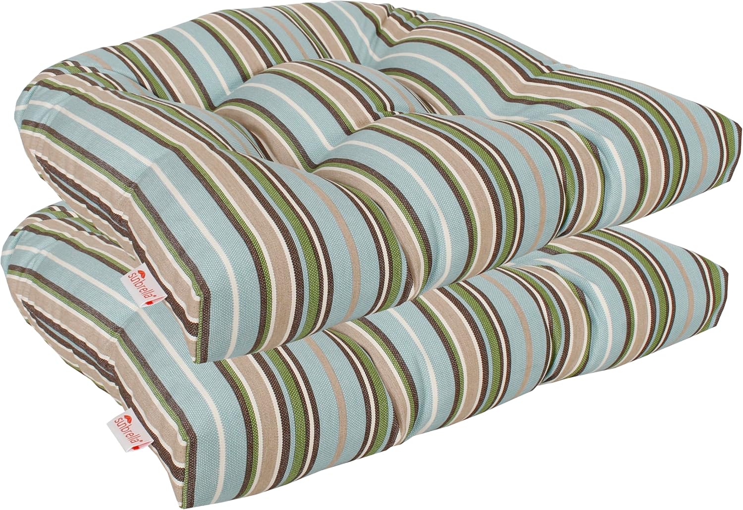 Outdoor/Indoor Sunbrella Set of 2 Pieces Seat Cushions, Wicker Seat, U Cushions, Patio Furniture Cushions 19 inch x 18 inch x 4 inch Water and Fade Resistant Brannon Whisper