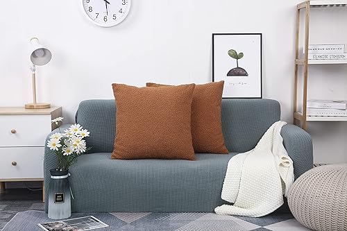 Miniatura 3 de TangDepot Paquete de 2 fundas de almohada lujosas y esponjosas de piel de oveja sintética, fundas de almohada cuadradas, fundas de almohada para