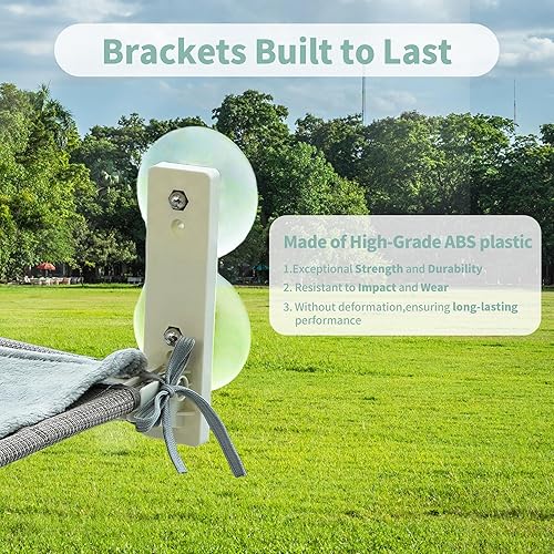 Miniatura 4 de PUPAGREE Percha plegable inalámbrica para ventana de gato, hamaca para ventana y pared, con 4 ventosas, marco de setal resistente para ventanas de