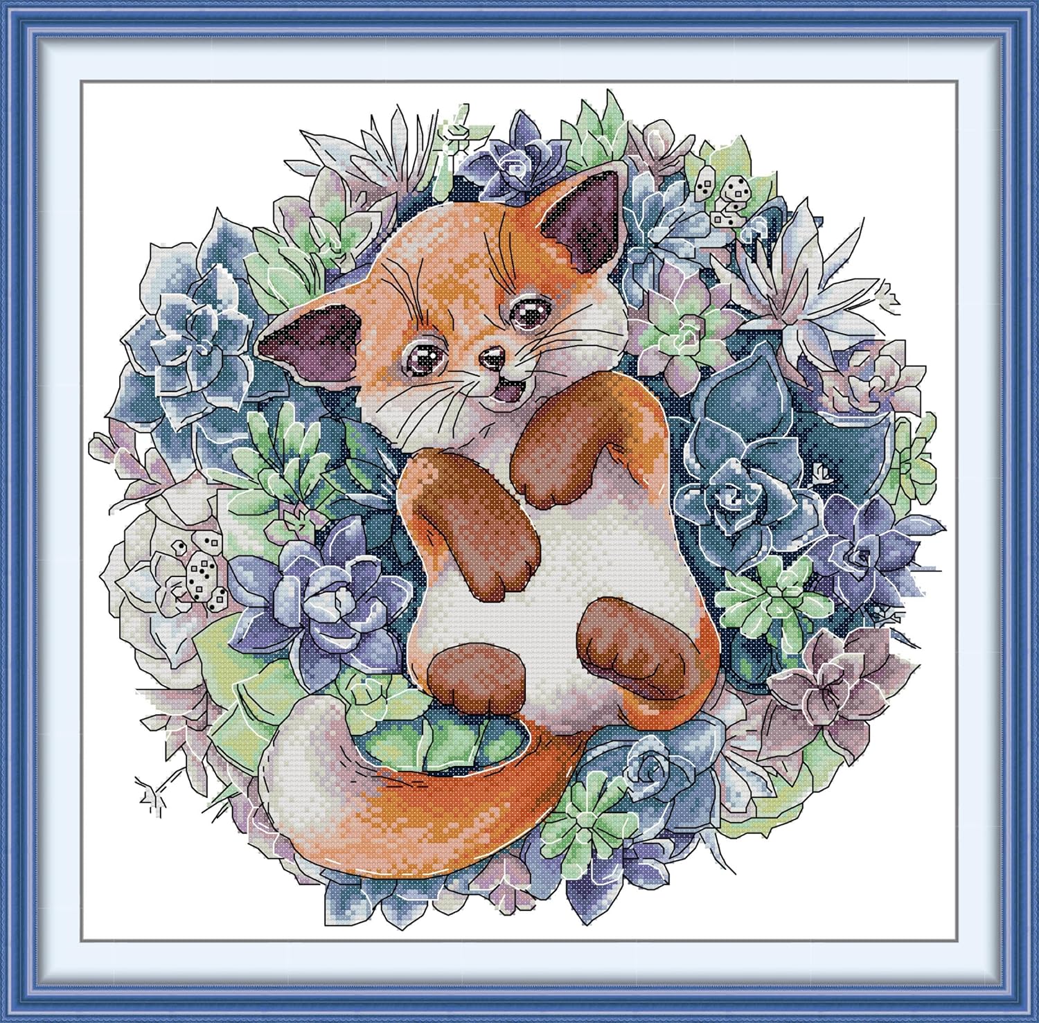 14CT Animal Counted Cross Stitch Kit for Beginners, Unprinted Complete DIY Embroidery Set with Pattern & Tools, Premium Aida Cloth & Threads (Animal Theme)