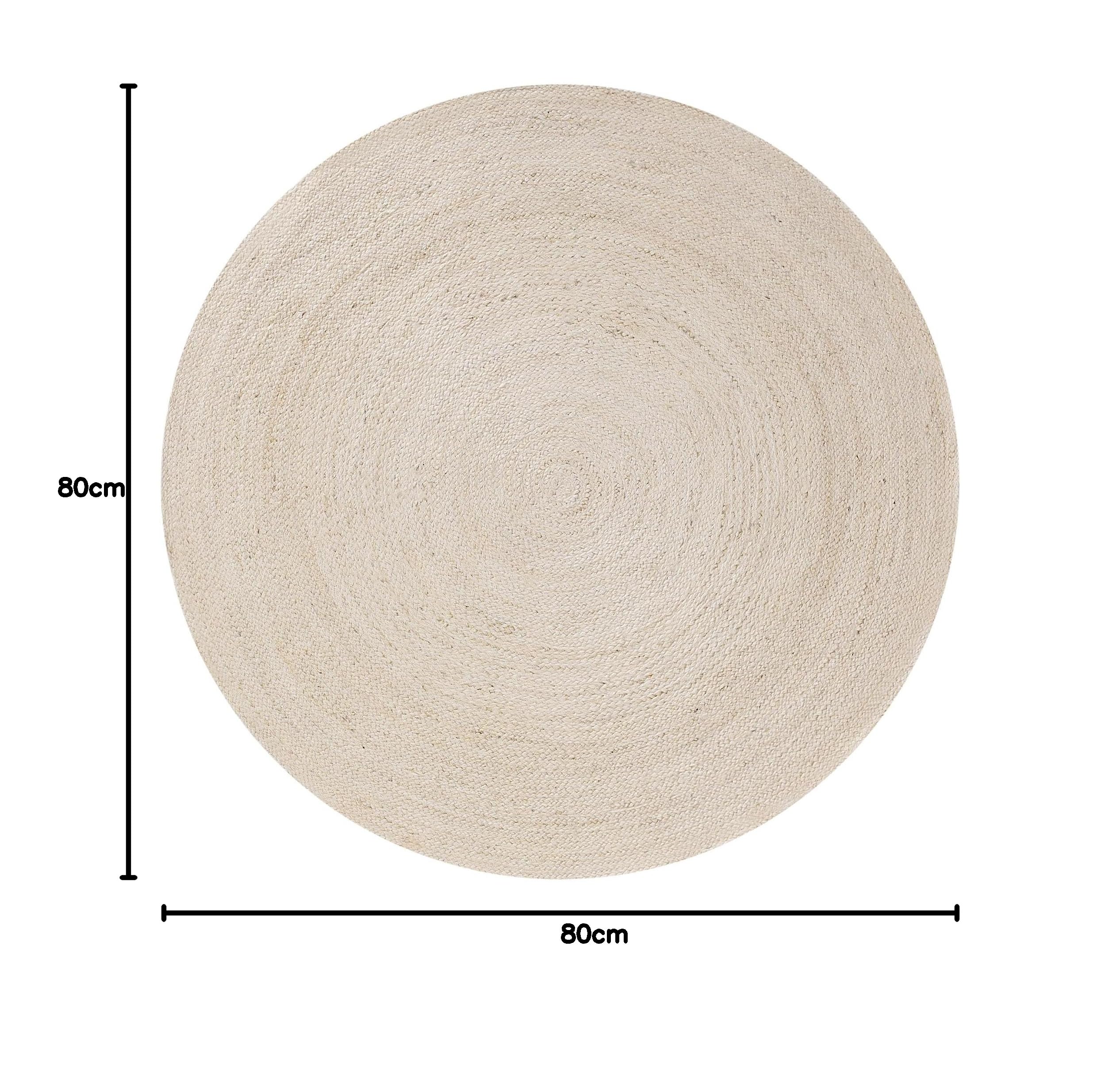 benuta Pure Tappeto Juta Jutta - Avorio Rotondo 80 cm - Tessuto a Mano per Camera da Letto, Salotto, Soggiorno - Design Boho - Adatto al Riscaldamento a Pavimento