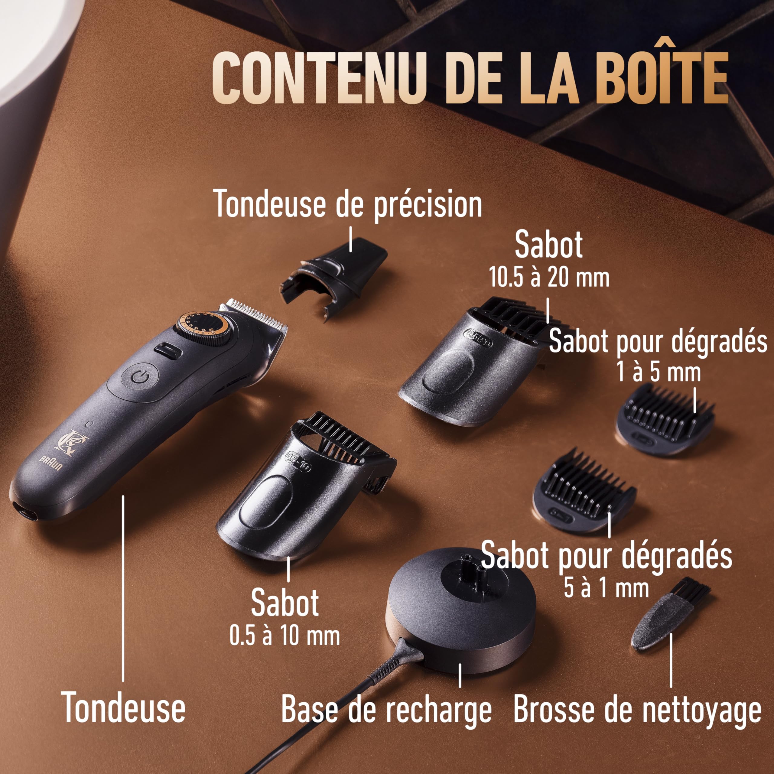 King C. Gillette Tondeuse Barbe Homme Pro Max Electrique Noire Etanche sans Fil Lames Inusables 40 Réglages Coffret 4 Sabots Interchangeables 120 mins Autonomie