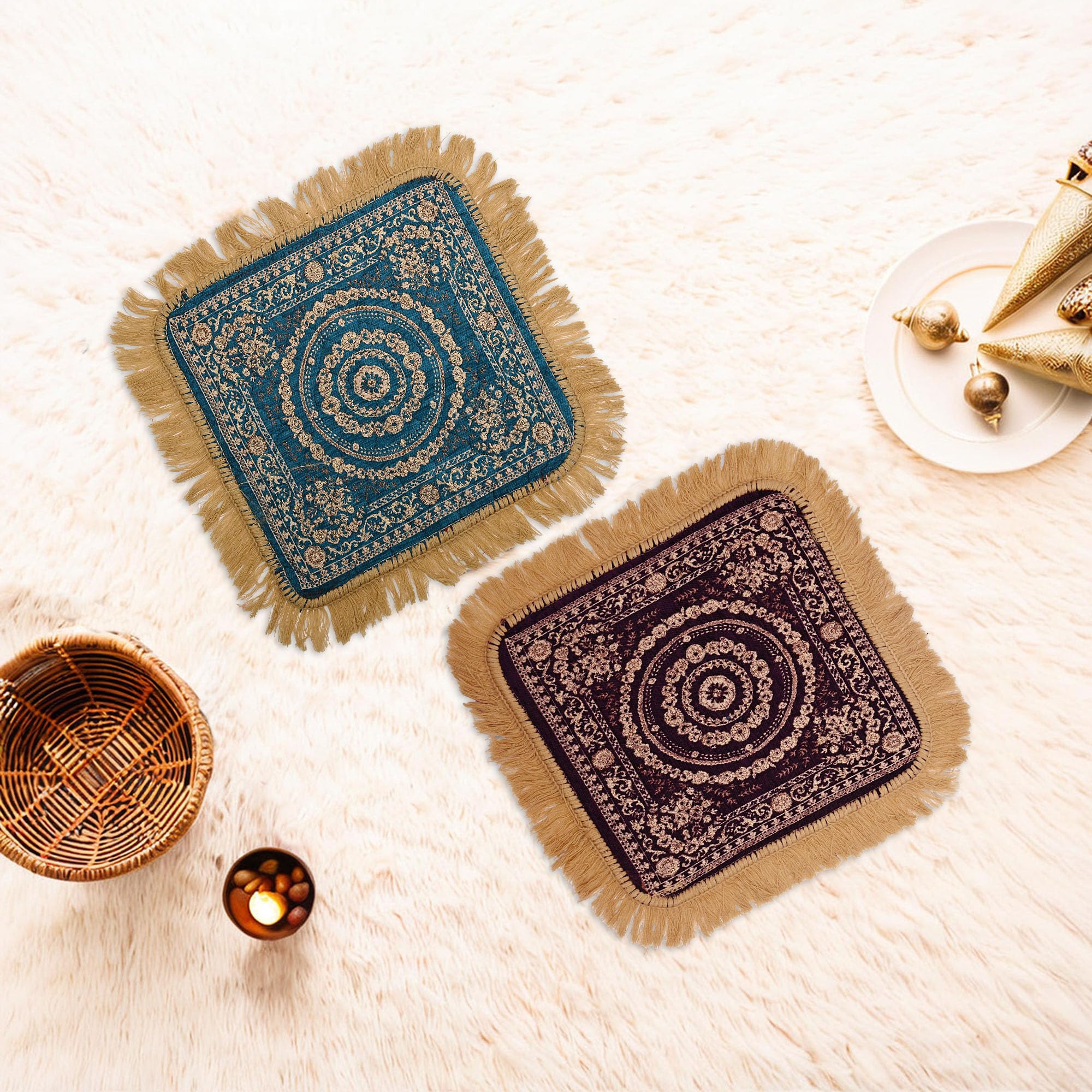 Velvet Pooja Mats - 6 Pack for Meditation & Home -19