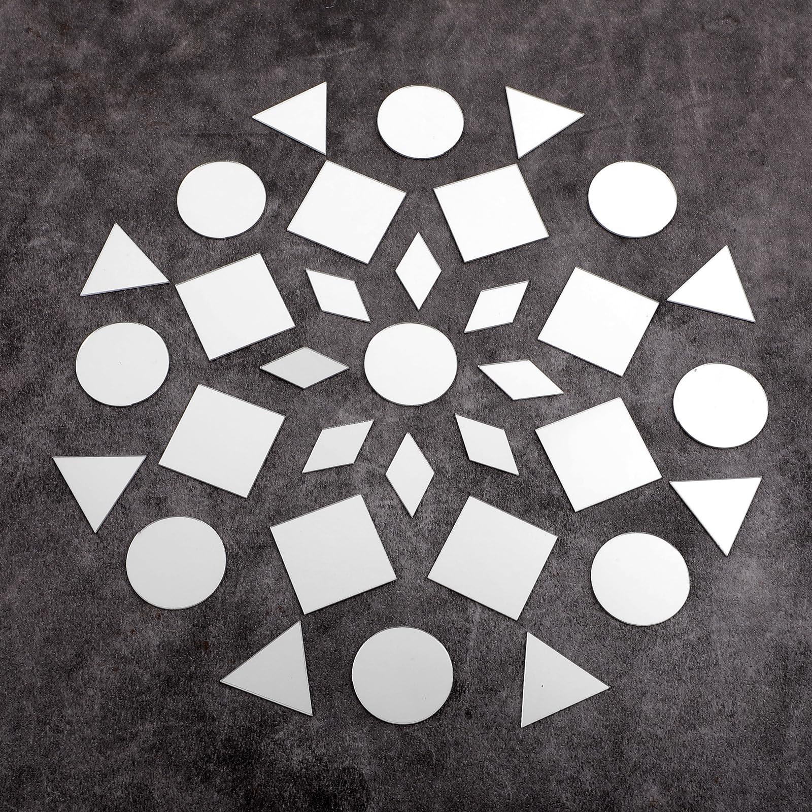 120 Pcs Small Mirrors for Crafts 1“ Mirror Mosaic Tiles Round Triangle Diamond Square Decorative Craft Mirrors, DIY Tiles Mirror Pieces for Crafts Art Wall Home Jewelry Frame