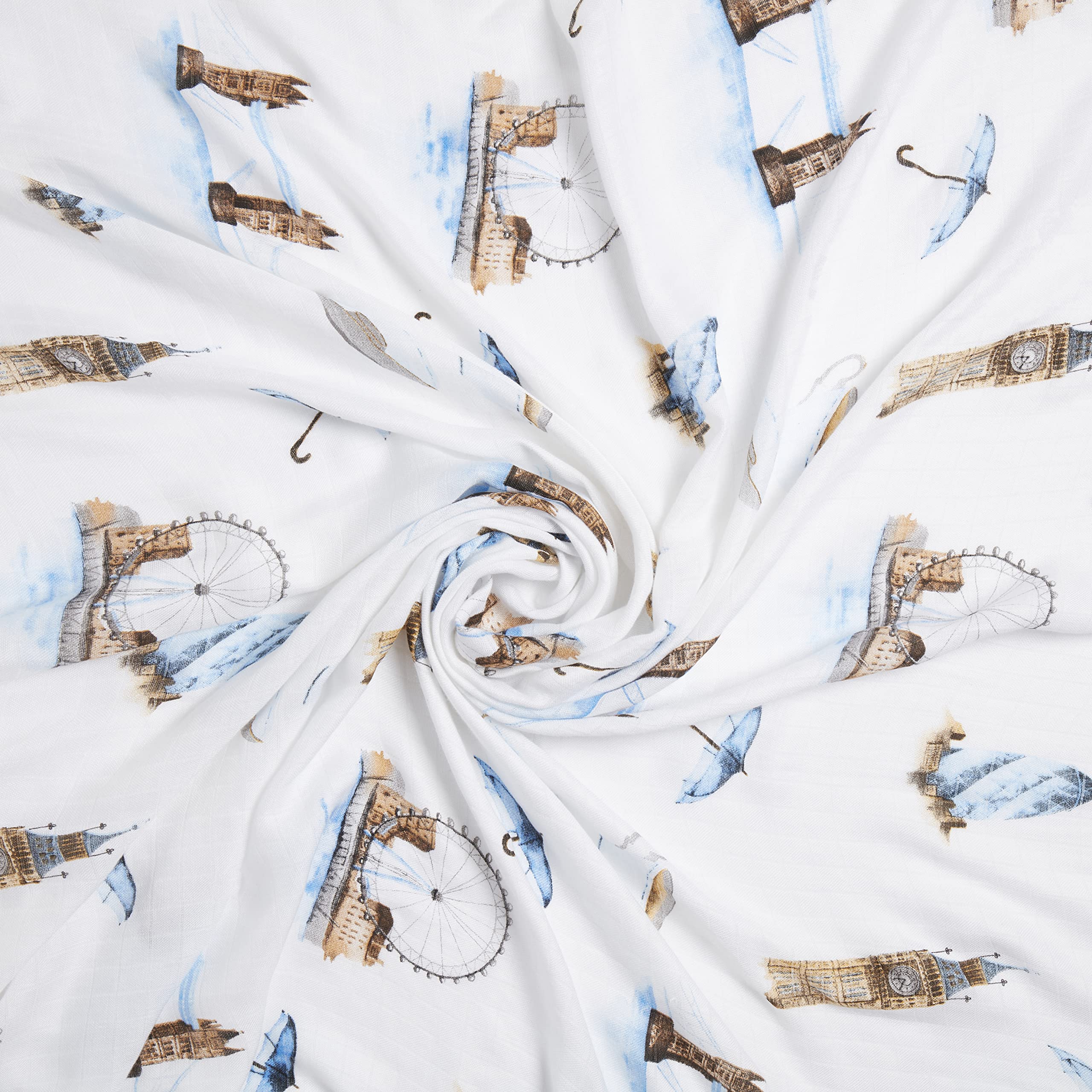 Panda® Paquete de 3 mantas de muselina de bambú para bebé, 120 x 120 cm, Londres, suave, transpirable y suave, multiusos, esencial para bebés y niños, gran regalo para recién nacidos, calma y