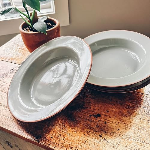 Miniatura 6 de MORA Tazón de sopa de cerámica de borde ancho de 25 onzas, juego de 4  para pasta, italiano, espaguetis, mojar pan, cena elegante, etc. Plato