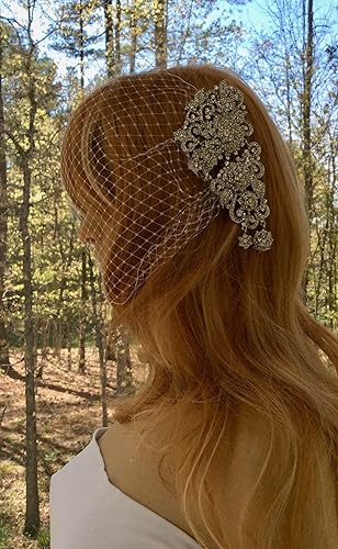 Miniatura 6 de Bride Wedding Birdcage Veil Short White Lace Bridal Veil with Comb