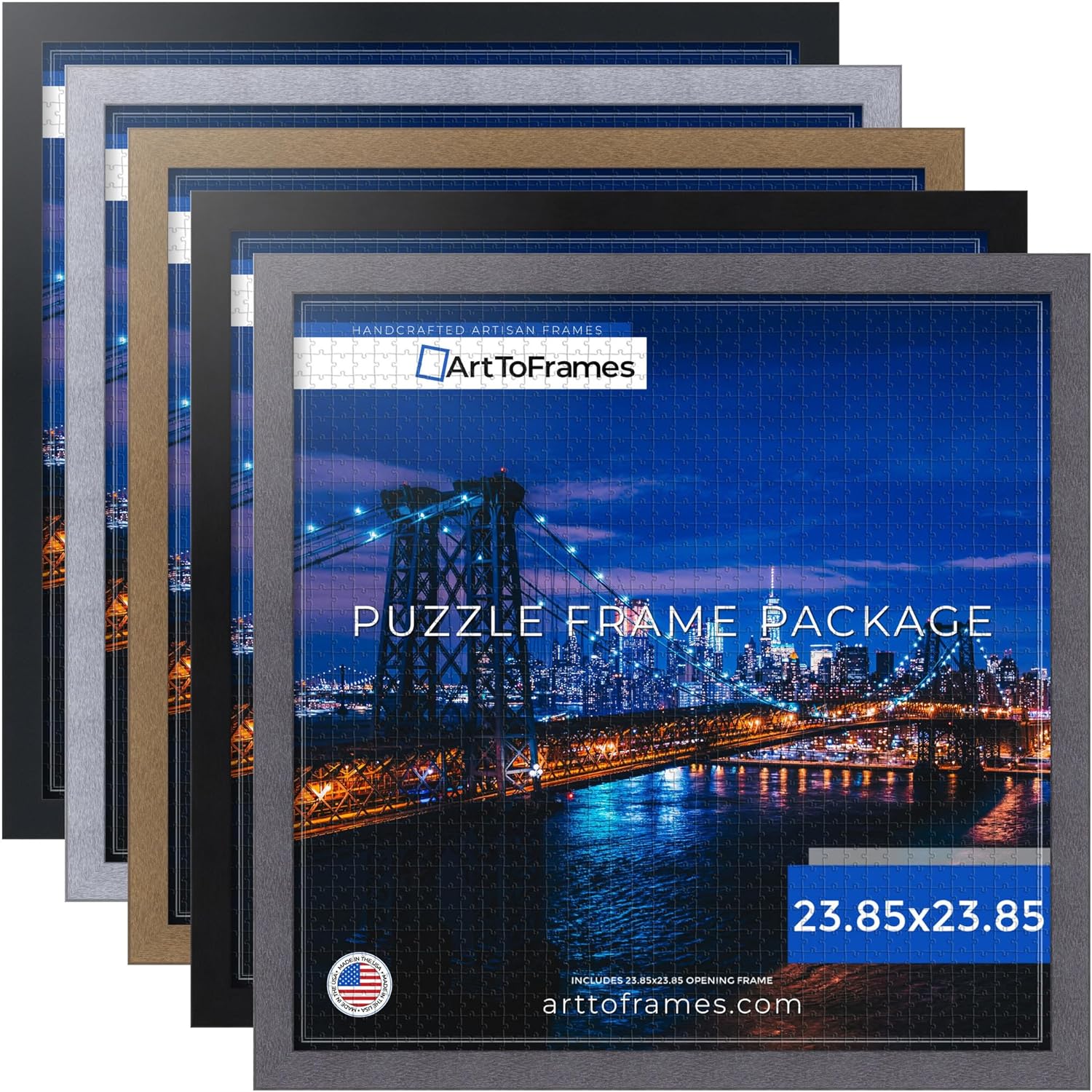 ArtToFrames 23.85x23.85 INCH/60.6x60.6 CM Black Frame for 1000 Piece Puzzles.This 1.25 Inch Custom MDF Puzzle Frame is Black - Comes with Economy Acrylic (PuzzleFRBW72079-23.85x23.85)