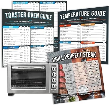 Toaster Oven Cheat Sheet Cooking Times Chart Magnet Accessories, Baking & Grilling Cookbooks, Food Temperature Guide Compatible with Breville, Cuisinart, Oster, Hamilton Beach, Kitchenaid +More