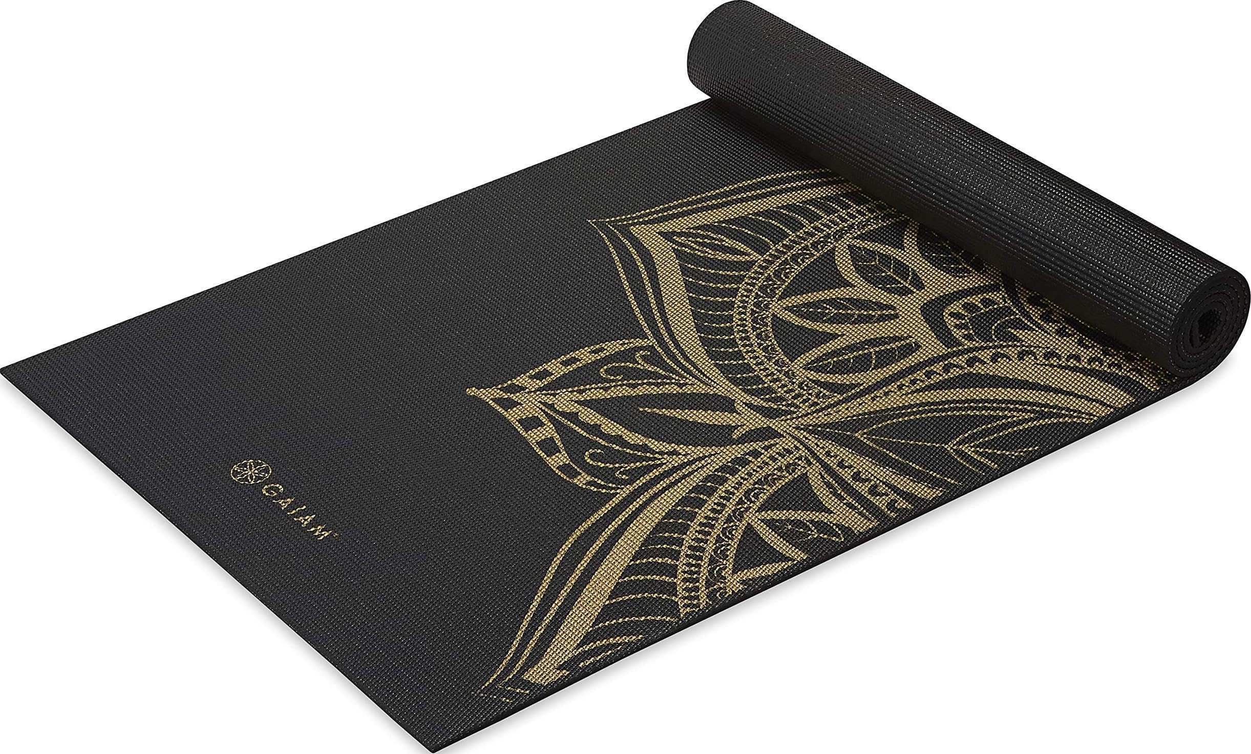 Gaiam Premium Yoga Mat, 6mm Thick Print Mat | Premium 6mm thick cushioning for joint support. Non-slip print design for yoga, Pilates & floor workouts.