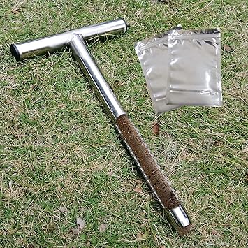HiHydro 12 Inch Stainless Steel Soil Probe with 2 Sample Bags, T-Handle Soil Test Kit