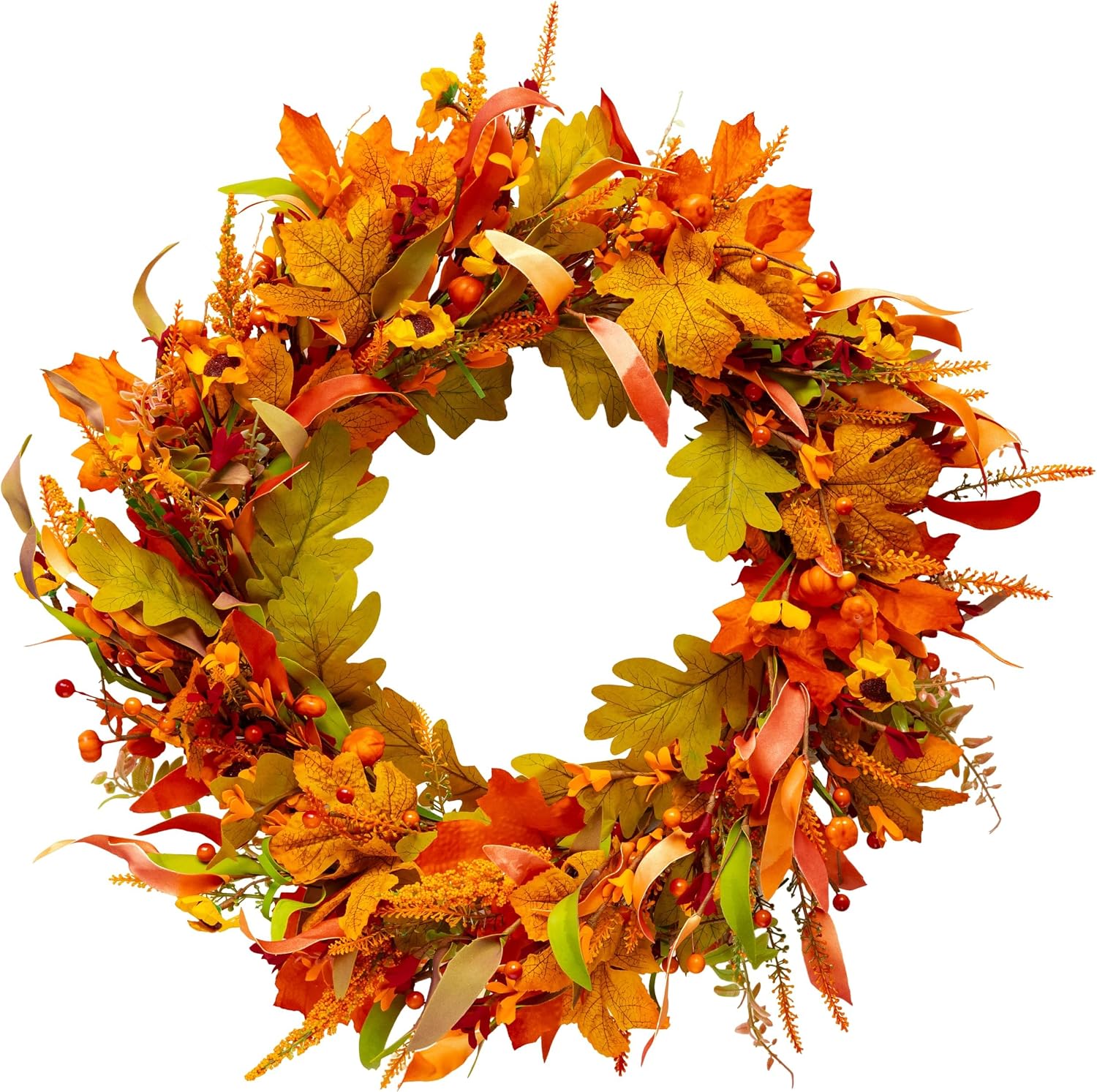 24” Fall Wreaths for Front Door, Farmhouse Thanksgiving Wreath Decor