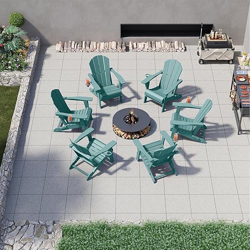 Miniatura 6 de Aruba - Juego de 2 sillas plegables Adirondack para todo tipo de clima, sillas de patio para exteriores, patio, césped, jardín, terraza de patio,