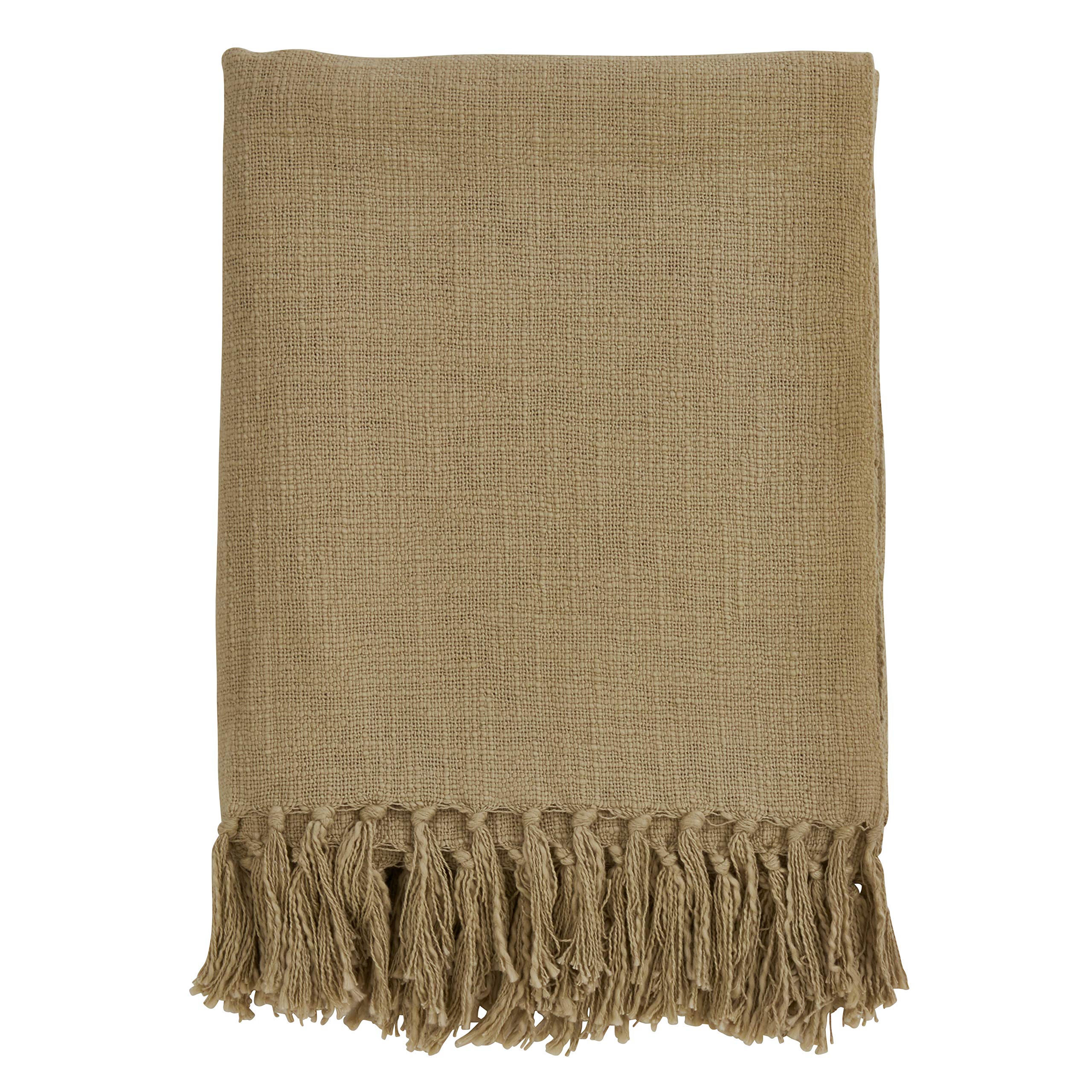 SARO LIFESTYLE Solid Color Throw with Tasseled Trim