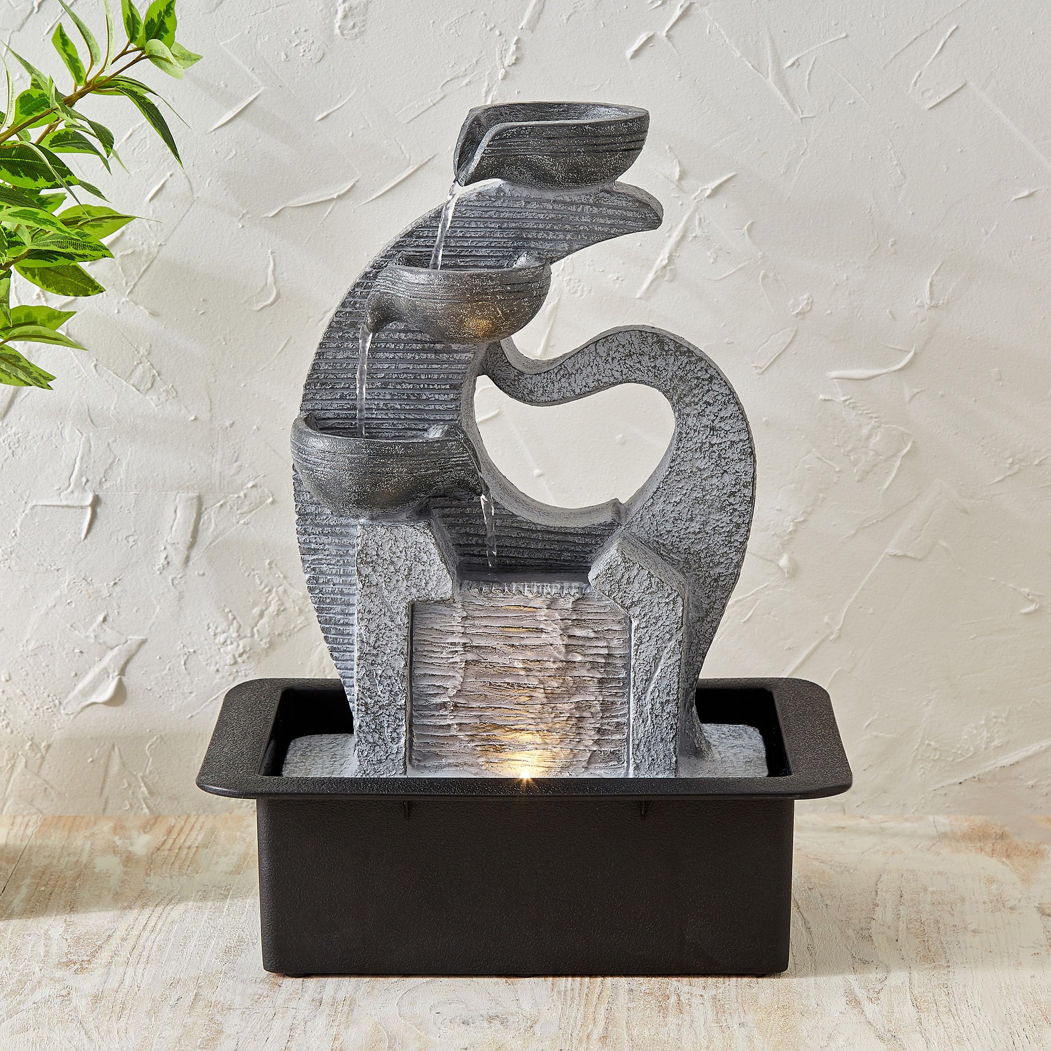 Home Centre Corsica Alpine Zen Polyresin Diya Water Fountain - 30x22x40cm-picture-19