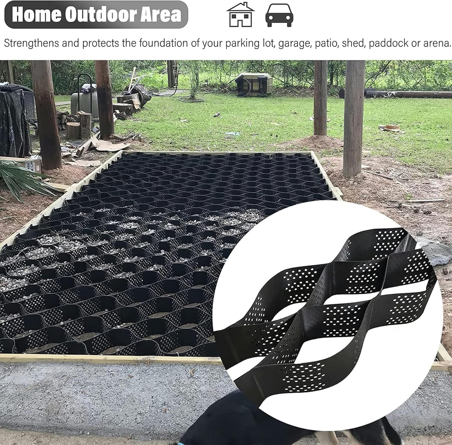 2 Inch Gravel Grids Garden Ground Grid Stabilizer Mesh, Driveway Grid/HDPE Paving Grid for Outdoor Pathway Subgrade Work, Permeable Mud Control Grids(2x6 m/6.5x20 ft)-1
