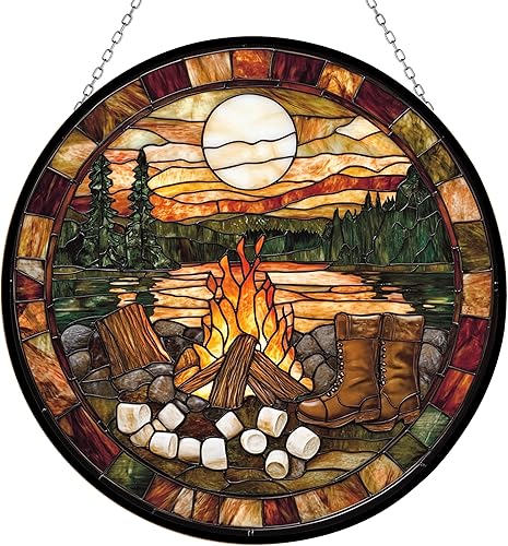 Miniatura 18 de Decoración bohemia personalizada para el día del padre, retro, para picnic, vitral, ventana, colgante, atrapa el sol, Halloween, Haning, decoración