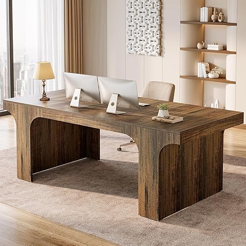 Miniatura 4 de Tribesigns Escritorio de oficina ejecutivo de 70.87 pulgadas, escritorio grande para computadora de espacio de trabajo, mesa de escritura de madera
