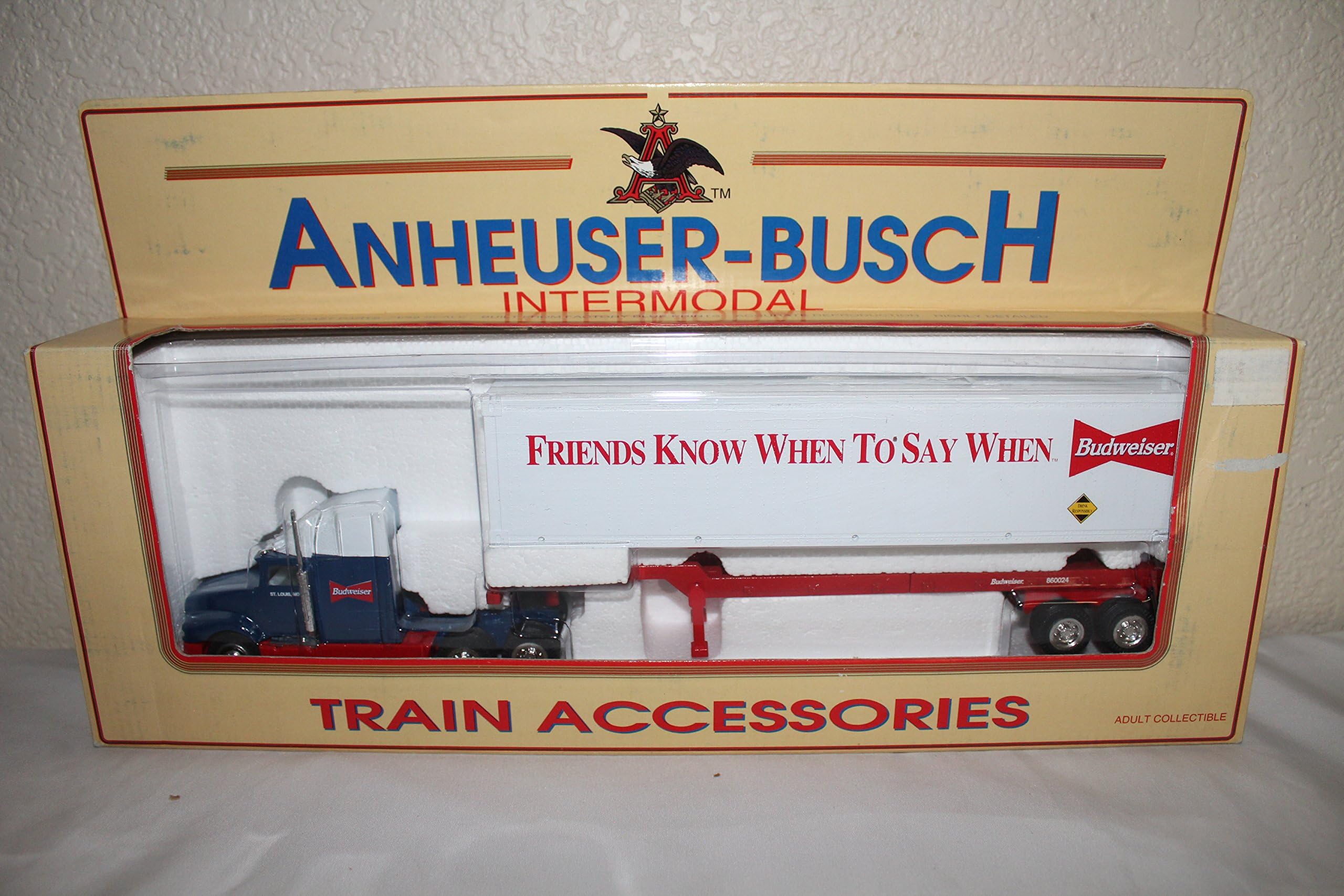 Vintage 1995 Anheuser BuscH Semi Hauler Die-Cast 1/48 Scale Dudweiser Container Truck Delivery Lorry Train AccessoriesReplica Vehicle - Shop Stock Room Find