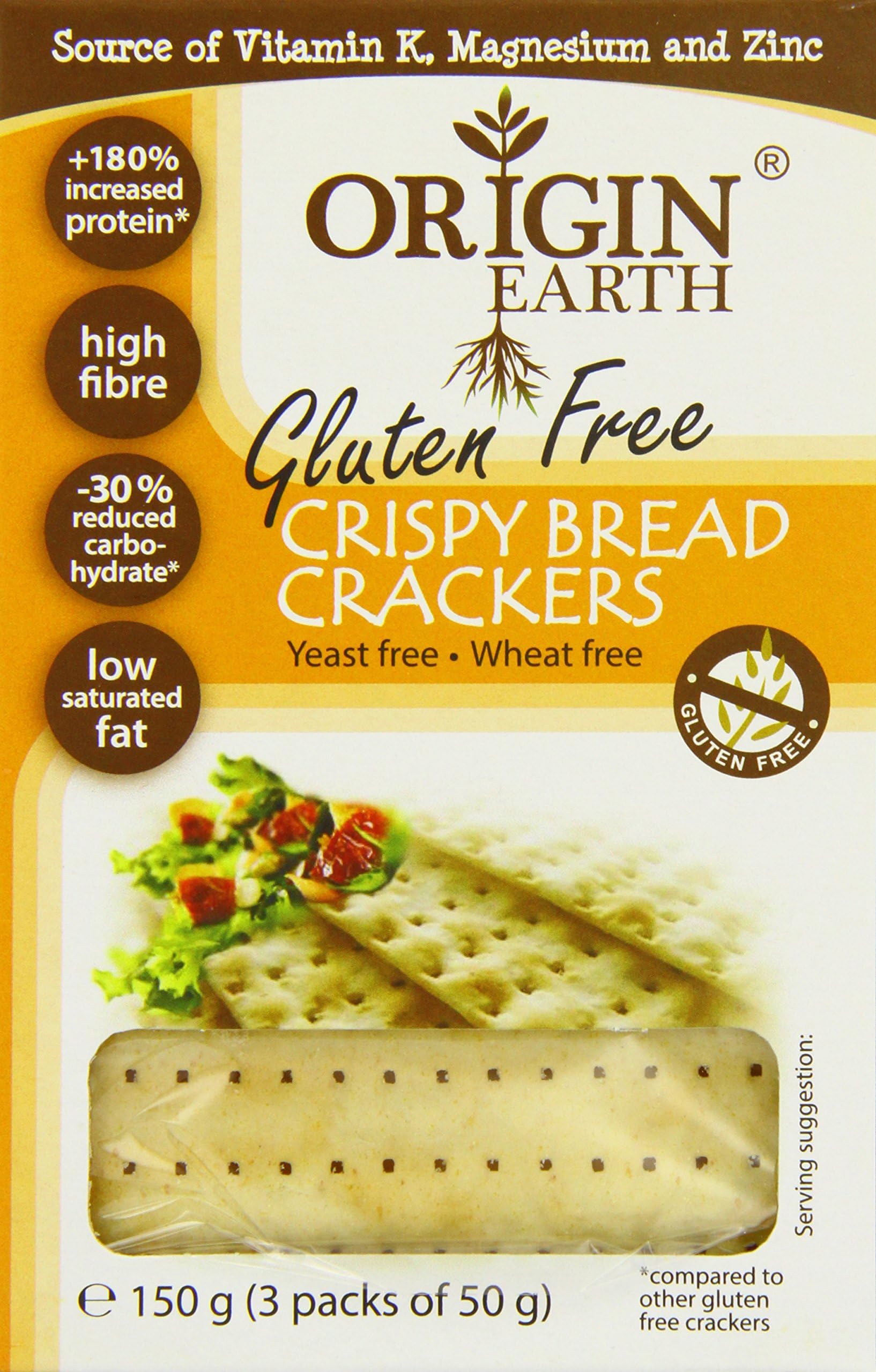 Origin Earth Gluten Free Crackers 150 g (Pack of 10)