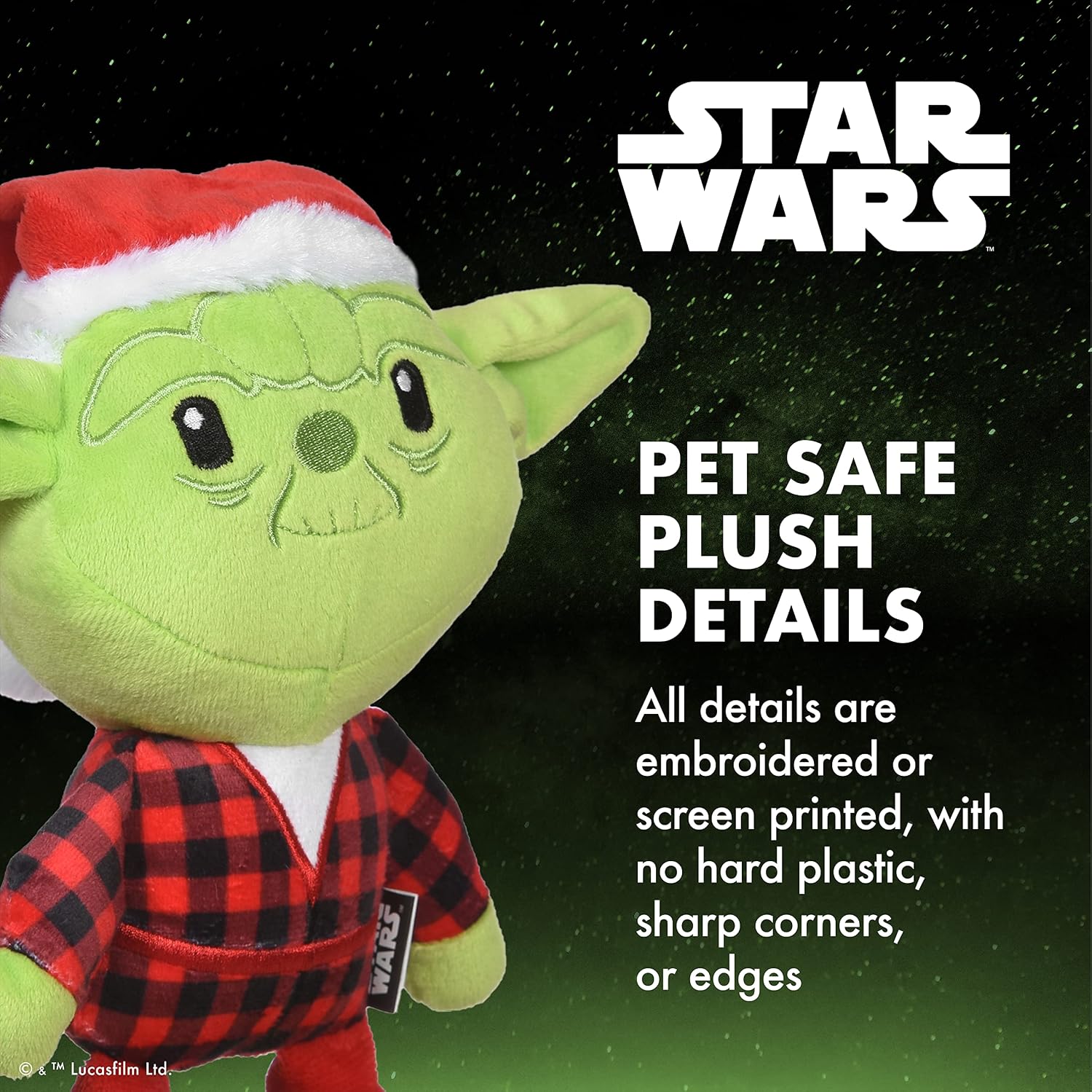 STAR WARS for Pets Holiday Yoda Santa Plush Dog Toy, 6 Inch image 4