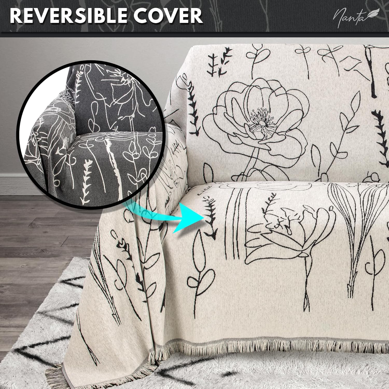 NANTA Chenille Couch Cover Sectional Sofa Covers Throw